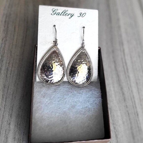 Silver Teardrop Hook Earrings - Picture 2 of 4